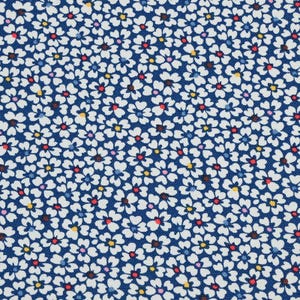 Blue based Floral Canvas Tiny Flower Canvas Fabric Cotton Canvas Fabric By The Half Yard