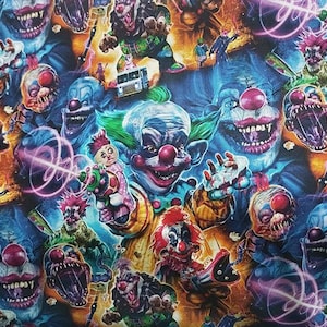 Halloween Fabric Horror Evil Clown Fabric Clown Horror Movie Fabric Gothic Fabric Cartoon Cotton Fabric By The Half Yard