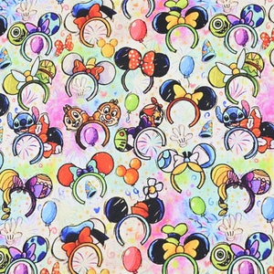 Mickey Minnie Mouse Fabric Headband Fabric Anime Fabric Cartoon Cotton Fabric By The Half Yard