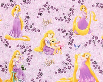 Stof met Rapunzel-thema, Disneyprinsessenstof, katoenen cartoonstof per halve meter
