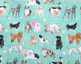 Dog Themed Fabric Cute Puppy Fabric Cartoon Fabric 100% Cotton Fabric By The Half Yard