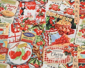 Cherry Advertising Poster Fabric cherry Fabric Fruit Fabric Anime Fabric Cartoon Cotton Fabric By The Half Yard