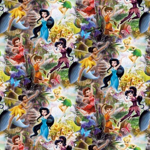 Disney&#39;s Tinker Bell Fabric Disney Princess Fabric Anime Fabric Cartoon Cotton Fabric By The Half Yard