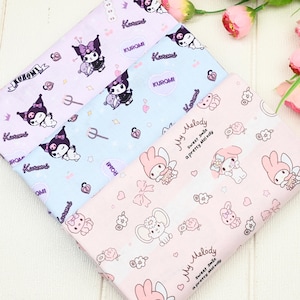 Sanrio Fabric My Melody Fabric Kuromi Fabric Cartoon Cotton Fabric By The Half Yard