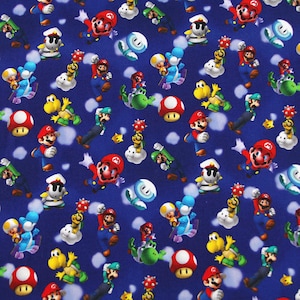Super Mario Fabric Mario & Luigi Princess Peach King Koopa Fabric Cartoon Cotton Fabric By The Half Yard