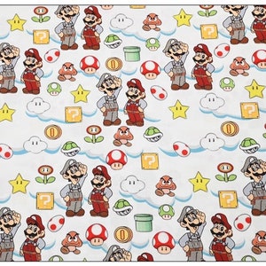 Super Mario Fabric Mario & Luigi Princess Peach King Koopa Fabric Cartoon Cotton Fabric By The Half Yard