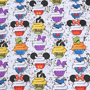 Disney Cupcake Fabric Mickey Minnie Mouse Fabric Anime Fabric Cartoon Cotton Fabric By The Half Yard
