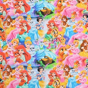 Disney Princess Fabric Disney Multi Princess Fabric Cartoon Cotton Fabric By The Half Yard