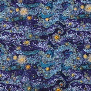 Tela de noche estrellada de Van Gogh Tela de cielo estrellado Tela de algodón por media yarda