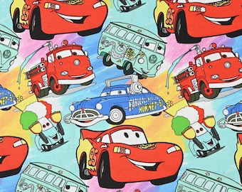 Cars Fabric Lightning McQueen Fabric Cartoon Cotton Fabric By The Half Yard