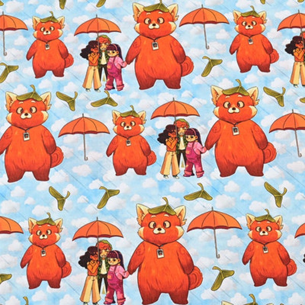 Red Panda Fabric Turning Red Pixar panda Fabric Anime Fabric Cartoon Cotton Fabric By The Half Yard