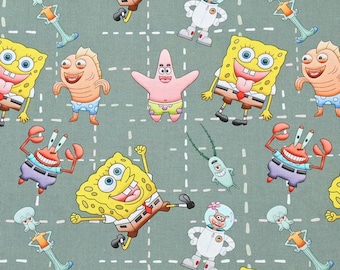 SpongeBob SquarePants Fabric SpongeBob Patrick Fabric Anime Fabric Cartoon Cotton Fabric By The Half Yard
