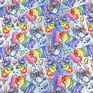 Stitch Fabric Blue Koala Fabric Anime Fabric Cartoon Cotton Fabric By The Half Yard