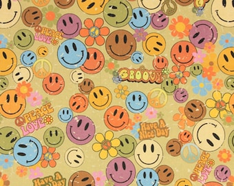 Smiley Face Fabric Cartoon Cotton Fabric By The Half Yard