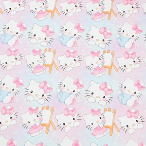 Hello Kitty Fabric Lucky Kitty Fabric Japanese Anime Fabric Cartoon Cotton Fabric By The Half Yard