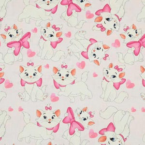 Disney Marie Cat Fabric Aristocats Pink White-Furred Kitten Fabric Anime Fabric Cartoon Cotton Fabric By The Half Yard