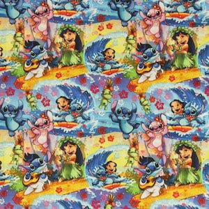 Lilo & Stitch Fabric Blue Koala Fabric Anime Fabric Cartoon Cotton Fabric By The Half Yard