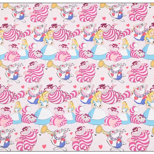 Alice in Wonderland Fabric Alice Cat Fabric Rabbit Fabric White Queen Fabric Cartoon Cotton Fabric By The Half Yard