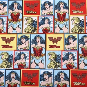 Wonder Woman Comic Fabric DC Comics Fabric Cartoon Cotton Fabric By The Half Yard
