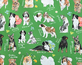 Dog Themed Fabric Cute Puppy Fabric Cartoon Fabric 100% Cotton Fabric By The Half Yard