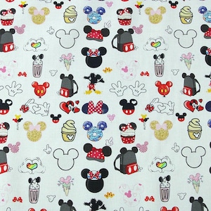 Disney Fabric Minnie Mouse Fabric Anime Fabric Cartoon Cotton Fabric By The Half Yard