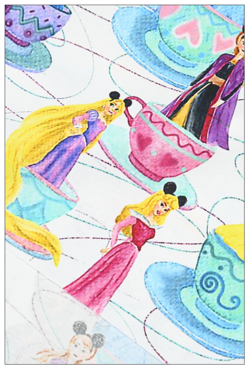 Disney Multi Princess Fabric Snow White Cinderella Belle Rapunzel ...