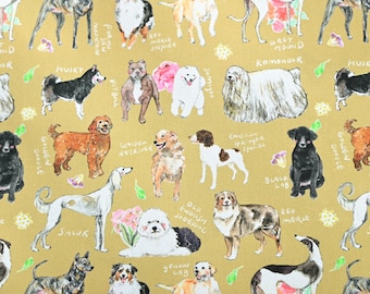 Dog Themed Fabric Cute Puppy Fabric Cartoon Fabric 100% Cotton Fabric By The Half Yard