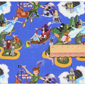 Disney's Tinker Bell Fabric Fairy Peter Pan Fabric Anime Fabric Cartoon Cotton Fabric By The Half Yard