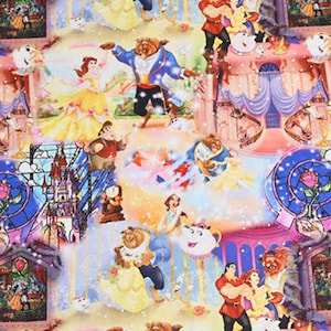 Beauty and the Beast Fabric Cartoon Cotton Fabric By The Half Yard