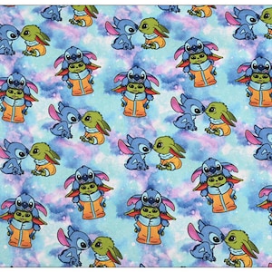 Tissu Stitch et tissu Baby Yoda Tissu Koala bleu Tissu Anime Tissu en coton de dessin animé au demi-mètre
