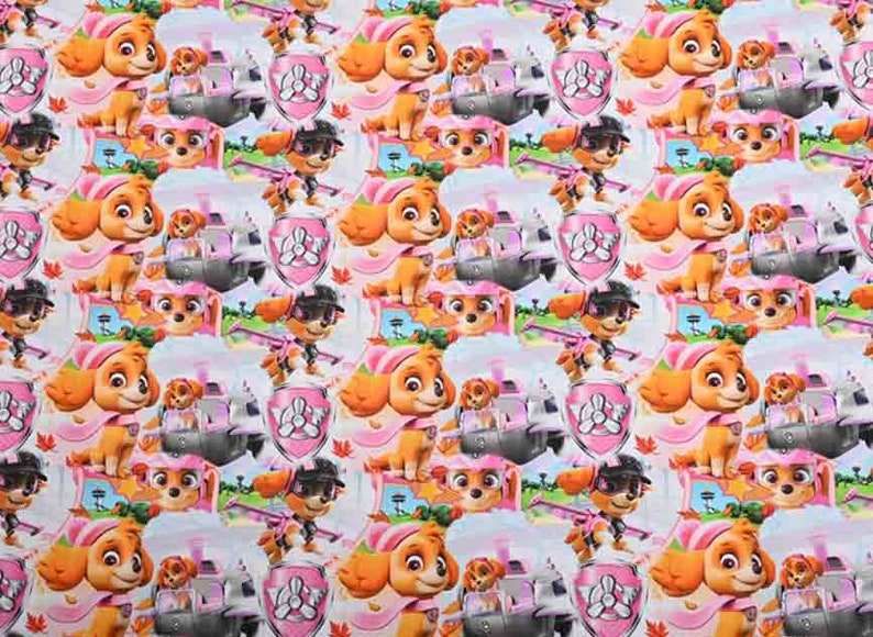 Paw Patrol Fabric Puppy Fabric Dog Anime Fabric Cartoon Cotton Fabric by the Half Yard Etsy