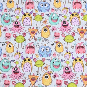 Cute Monster Fabric Cartoon Cotton Fabric By The Half Yard