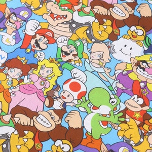 Super Mario Fabric Mario & Luigi Princess Peach King Koopa Fabric Cartoon Cotton Fabric By The Half Yard