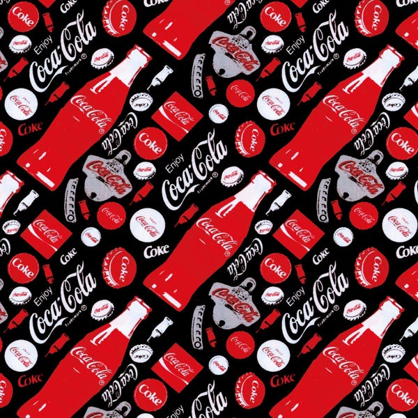 Coca-Cola stof, koolzuurhoudende frisdrankstof, anime stof, cartoon katoenstof per halve meter