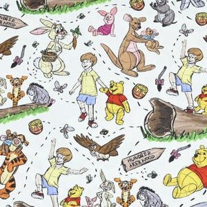 Disney Winnie the Pooh Fabric Pooh Bear Eeyore Tigger Piglet Fabric Cartoon Cotton Fabric By The Half Yard