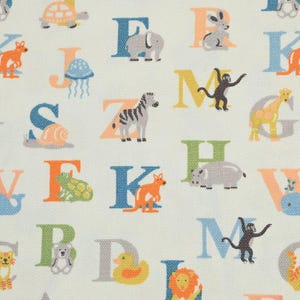 Animal e letra Canvas Adorável Zoo Alphabet Canvas Tecido de algodão Canvas Tecido por meia jarda