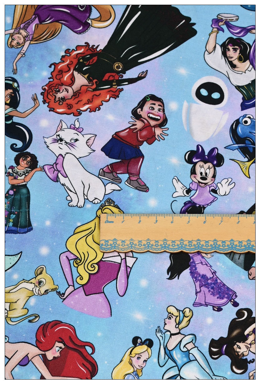 Classic Characters Fabric Disney Multi Princess Fabric Cartoon Cotton ...