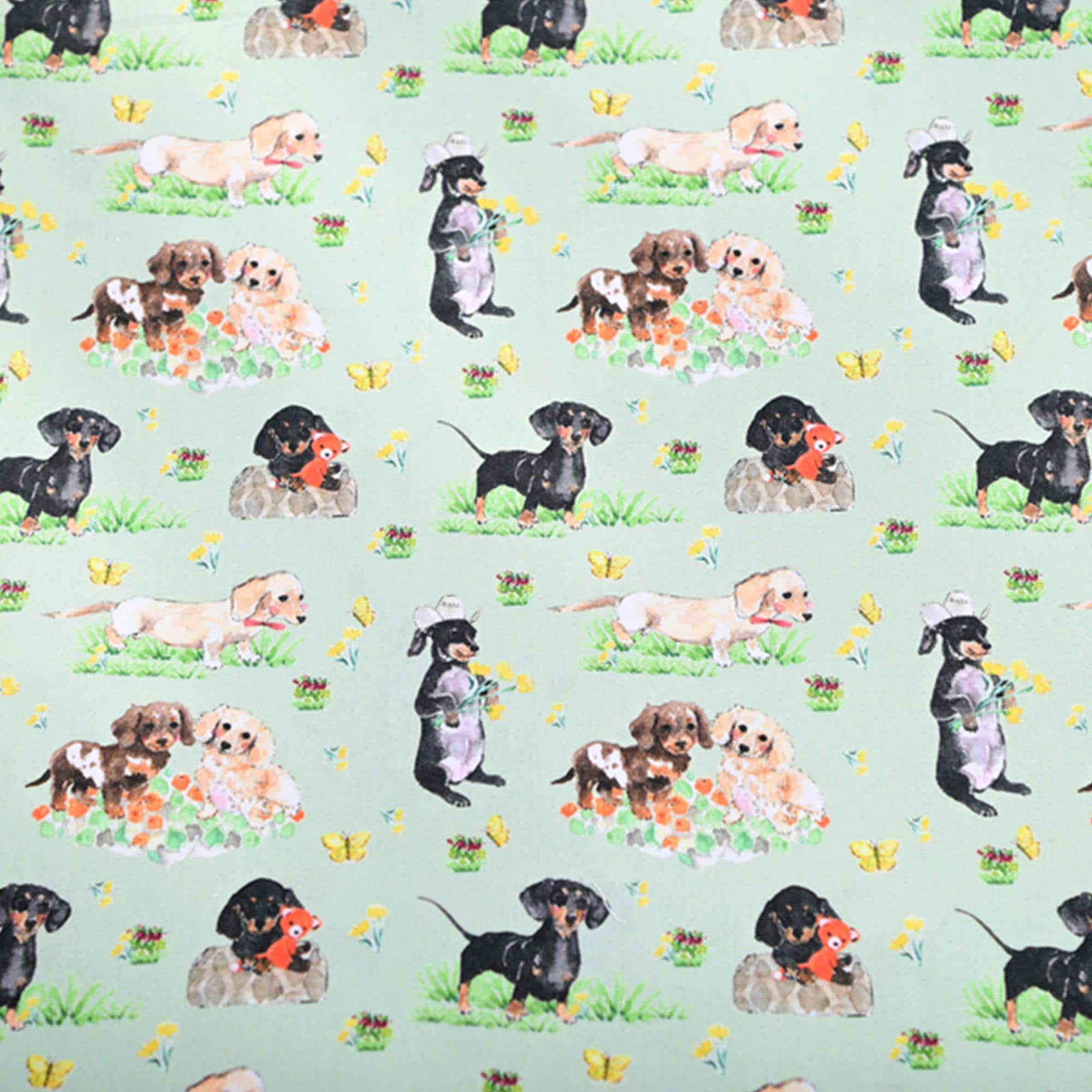 100% cotton fabric with dachshunds - Etsy België, image size:2000x2000