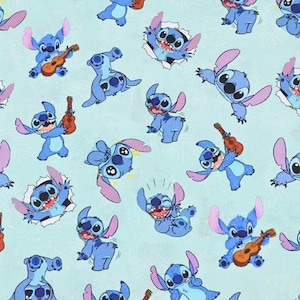 Dancing Singing Stitch Fabric Blue Koala Fabric Anime Fabric Cartoon Cotton Fabric By The Half Yard