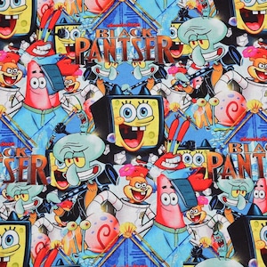 SpongeBob SquarePants Fabric SpongeBob Patrick Fabric Anime Fabric Cartoon Cotton Fabric By The Half Yard