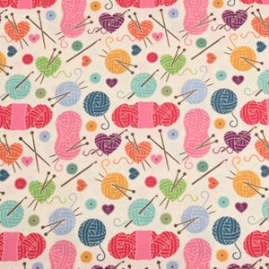 Handicraft themed Fabric Colorful Yarn Fabric Cartoon Cotton Fabric By The Half Yard