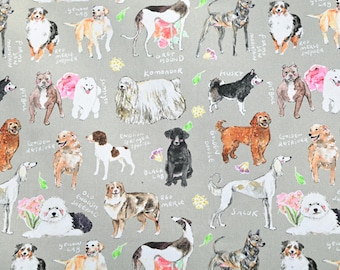 Dog Themed Fabric Cute Puppy Fabric Cartoon Fabric 100% Cotton Fabric By The Half Yard