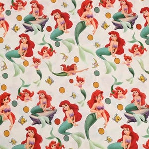 Disney Little Mermaid Ariel Fabric Disney Princess Fabric Cartoon Cotton Fabric By The Half Yard