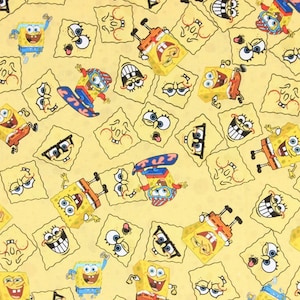 SpongeBob SquarePants Fabric SpongeBob Patrick Fabric Anime Fabric Cartoon Cotton Fabric By The Half Yard