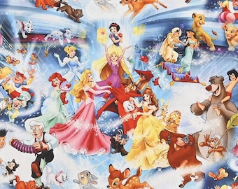Classic Characters Fabric Disney Multi Princess Fabric Cartoon Cotton Fabric By The Half Yard