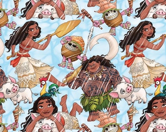 Moana Fabric Disney Princess Fabric Cartoon Cotton Fabric By The Half Yard