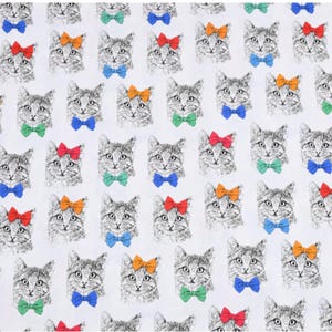 Cute Cat Fabric Cat Head Print Fabric Cartoon Cotton Fabric By The Half Yard
