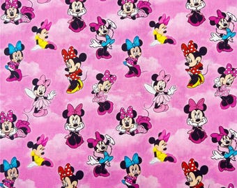 Disney Fabric Minnie Mouse Fabric Anime Fabric Cartoon Cotton Fabric By The Half Yard