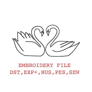 Swan Embroidery Design for Machine, Valentine's Day (Digital Download)