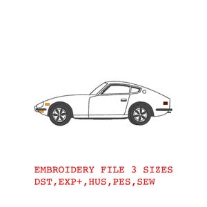 Datsun 240Z Embroidery Design, Digital Machine File, Car Pattern Oldtimer